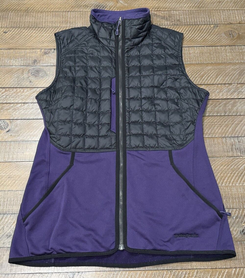 Patagonia Purple Hybrid Goose Down Polartec Zip Vest - RARE - Women's Large